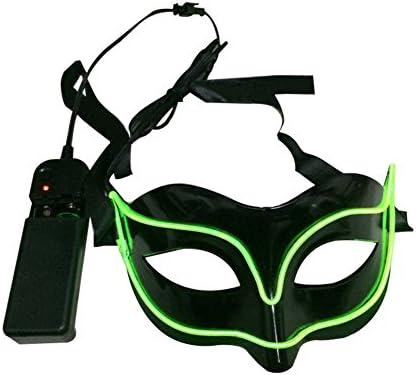 discoGoods Men and Women Light Up Half Face Venetian Mask Party Bar Cold Light El Wire Sexy Fox Mask Masquerade Decoration (Green)