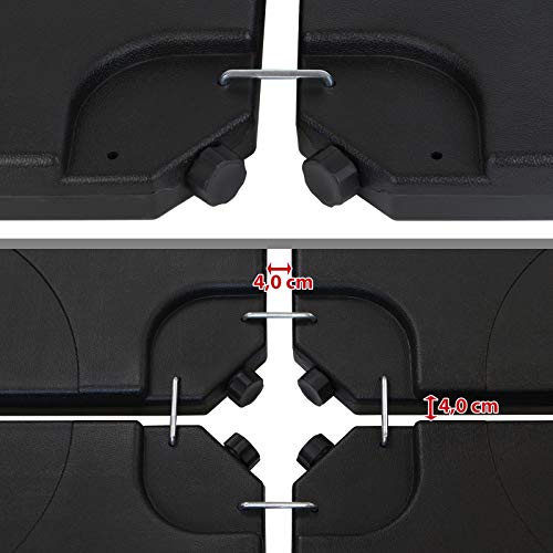 BB Sport Sonnenschirmständer 60 Liter / 80 kg Schirmgewichte 4-teilig für Ampelschirm Bodenkreuz schwarz - befüllbar mit… – Bild 7