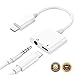 Headphone Jack for iPhone Earphone AUX Audio Splitter Adapter 3.5mm Jack Dongle Earphone Connector Compatible for iPhone 7 Plus/X/8/8 Plus Wire Control Headset Extender Connector Support iOS 10.4