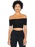 American Apparel Women's Cotton Spandex Off-Shoulder Top, Black, Large