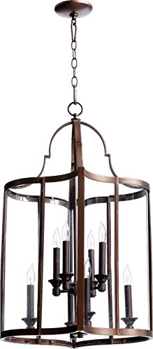 Eight Light Oiled Bronze Clear Glass Foyer Hall Pendant 6804-8-86