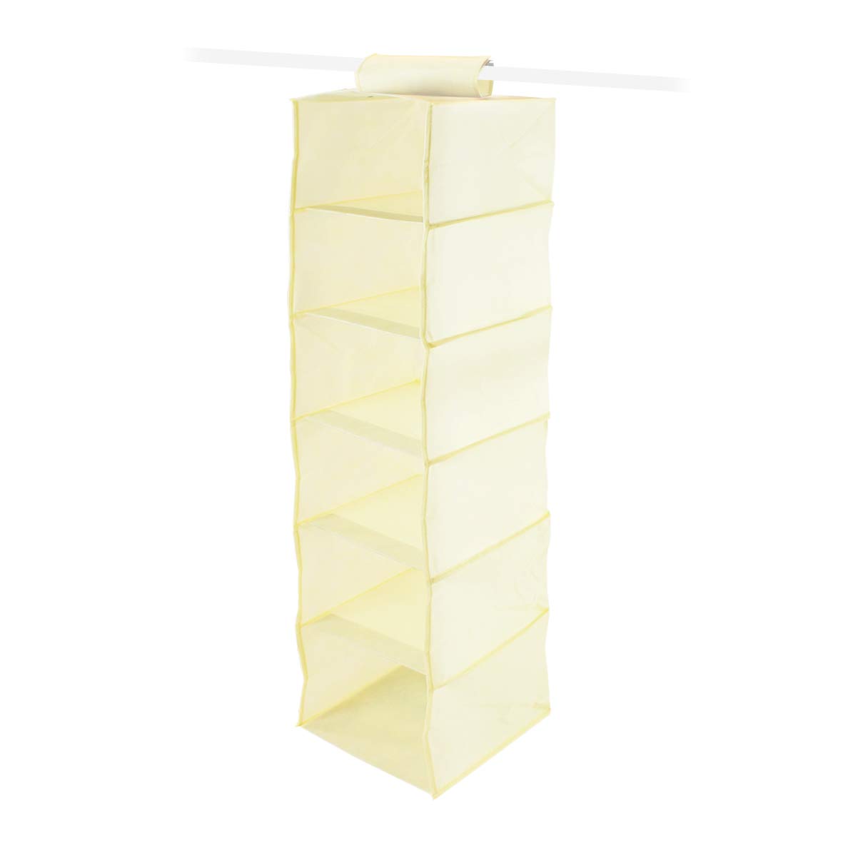Anika 66839 6 Shelf Hanging Wardrobe Storage Organiser with Top Fixing Loop-120x30x30cm-Cream, Fabric, Cream
