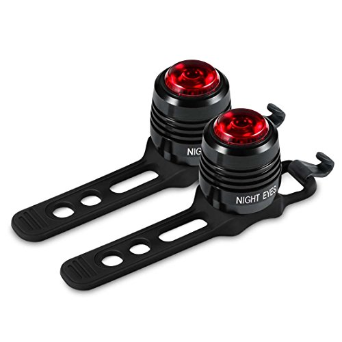 Night Eyes - USB Rechargeable Aluminum Mountain Bike Taillight ,Bicycle Rear Light-Fits All Bikes, Helmet or Backpack-Best Tailllight for Cycling, Running,Hikking-2PACK