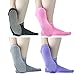Sticky Grips Socks For Men Women - ELUTONG 4 Pack Thickening Tile/Wood Floors Non Skid Slip Barre Socks For The Senior Citizens Winter Warm Piyo Ballet Socks