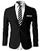 H2H Mens Business Fit Single One Button Blazer Jackets with Pocketchief Trim BLACK US S/Asia M (KMOBL046)