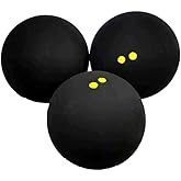 VisnzvLux 3 Pieces Double Yellow Dot Squash Ball Custom Logo Professional high Elasticity Resistant to Play for Training and Practice