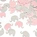 Pink Elephant Confetti Scatter Baby Shower Decoration for Girl Birthday Party Supplies Gender Reveal Theme (Pink+Gray) 200 Pieces