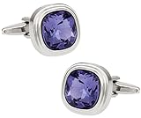 Cuff-Daddy Swarovski Tanzanite Blue Purple Crystal Cufflinks