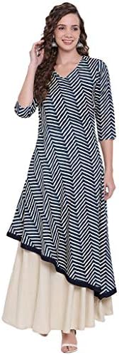 Double Layered Blue and Cream Rayon Kurta