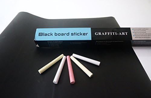 ADCorner Extra Large Chalkboard Contact Paper Roll Removable Vinyl Decal Wall Sticker with 5 Chalks for School Office 15.76x78.8 Inch (Black)