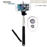 New Design Leapcama Self Portrait Self Shot Monopod Selfie Stick With Phone Holder For Samsung iPhone Blackberry With Bluetooth Remote Camera Wireless Shutter (blackMonopod+WhiteRemote)