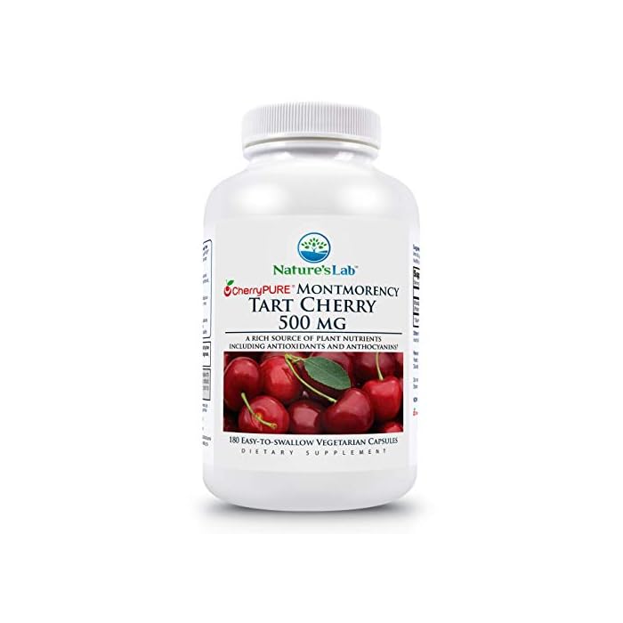 Nature’s Lab Tart Cherry 500mg – Contains Powerful Antioxidants & Flavonoids, Supports Metabolic Functions & General…