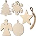 Tatuo 50 Pieces Christmas Wooden Ornaments Wood Snowflake Angel Star Christmas Tree Round Discs Decorations Hanging Embellishments with 50 Pieces Strings
