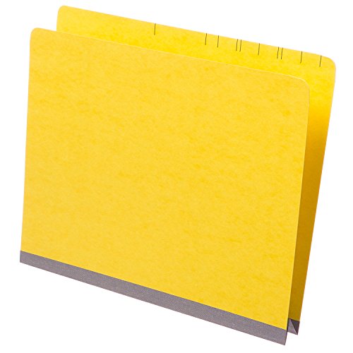 TAB Top Tab Pressboard Classification Folder - 2" Expansion, 2 Fasteners, Letter Size, Canary, 10/Box
