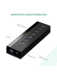 Ugreen Hub USB 3.0 7 Port con 5 un adaptador de alimentación para Mac, PC, Android, dispositivos móviles de Windows