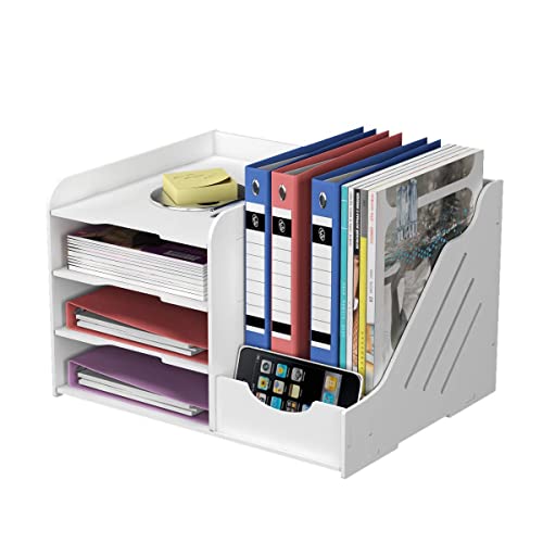Natwind 4Tier Office White Desktop Organizer Paper File Rack with