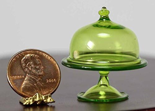 Miniature 1:12 Scale Artisan Green Glass Cake Stand by Philip Grenyer