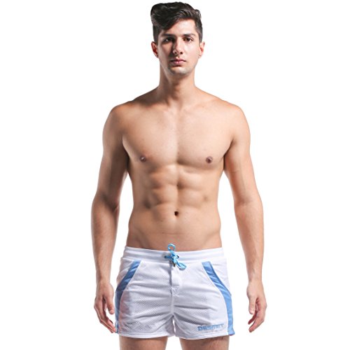 DESMIIT Men's Mesh Short With Pocket White US Medium Asia XL Waist:33-35"
