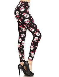 Leggings para dama con estampado navideño de vacaciones, cintura alta