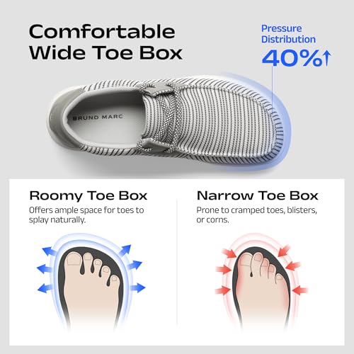 Bruno Marc mens loafers wide toe arch support slip slip casual lightweight breathable comfortable