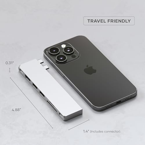 Satechi 7 in 1 USB C Hub Multiport Adapter Pro Slim, USB C Dongle, 100W Charging, 4K HDMI, USB 4, USB 3.2 Gen 2, SD/Micro Card Reader for Mac, MacBook Air/Pro - Silver
