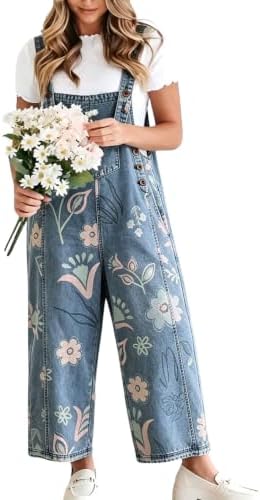 floral embroidered denim overall dress Floral Embroidered Denim Overall Dress Large