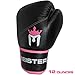 Meister Pro Boxing Gloves w/ Wrist Support (Pair) - 12 Ounce, Women/Youth, Black/Pink