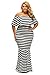 Gloria&Sarah Women's Off The Shoulder Mermaid Striped Ruffle Tube Plus Size Maxi Dress,Black & White,XL(US 14-16)