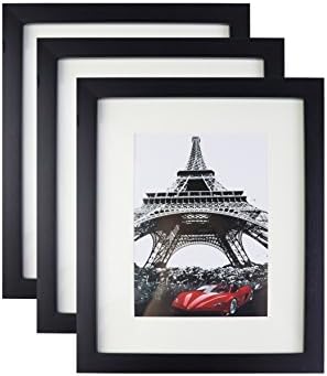 Chen Bird 8x10 Black Picture Frame Set of 3 for Pictures 5x7 with Mat or 8x10 Without Mat for Wall Photo Tabletop Frame with Stand