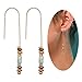 Multi Color Bead Drop Dangle Earrings Unique Natural Stone Women Hoops Retro Tribal Long Threader Jewelry