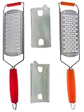 Stainless Steel Handheld Cheese and Lemon Grater and Zester Set of 2, Red and Orange