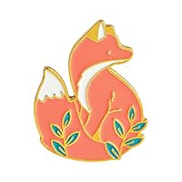 bjduck99 Unisex Cute Cartoon Fox Animal Brooch Pin Badge Jewelry Golden