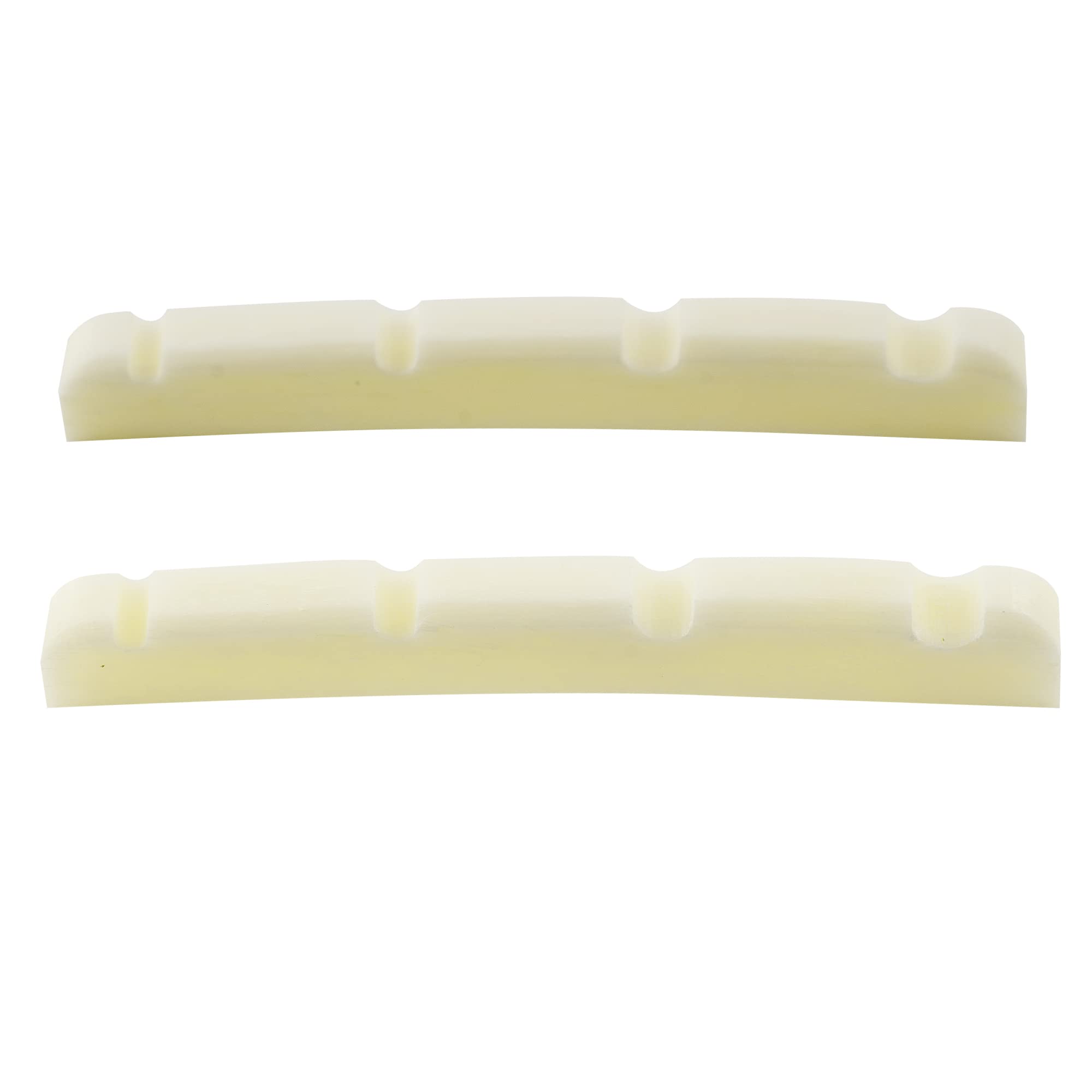 Musiclily Pro 39.47mm Slotted J Bass Bone Nut Curved Bottom for 4-String Fender Style Jazz Bass, Ivory(Set of 2)