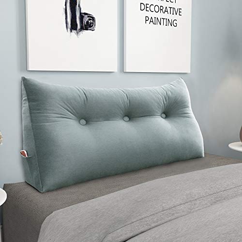 Roner Bedrest Pillow Bed Wedge Positioning Support for Bed Reading Pillow for Adult Backrest for Books or Gaming Light Gray Twin - Thumbnail 5