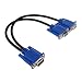 SAYTAY VGA Monitor Y-Splitter Cable,VGA 1 Male to Dual 2 VGA Female Adapter Converter Video Cable for Screen Duplication - 1 Foot(Blue) primary