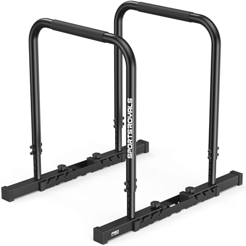 Sportsroyals Dip Barren Testsieger,400 kg Tragkraft Dip Stange & Dip Bar,Doppel Sicherung,Funktionaler Stabiler Dip Bar,Höhenverstellbar 81-96 cm,Trag