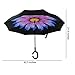 ALINK Inverted Umbrella, Reverse Folding Double Layer Inside Out Outdoor Rain Away Car Umbrella - Purple Flower