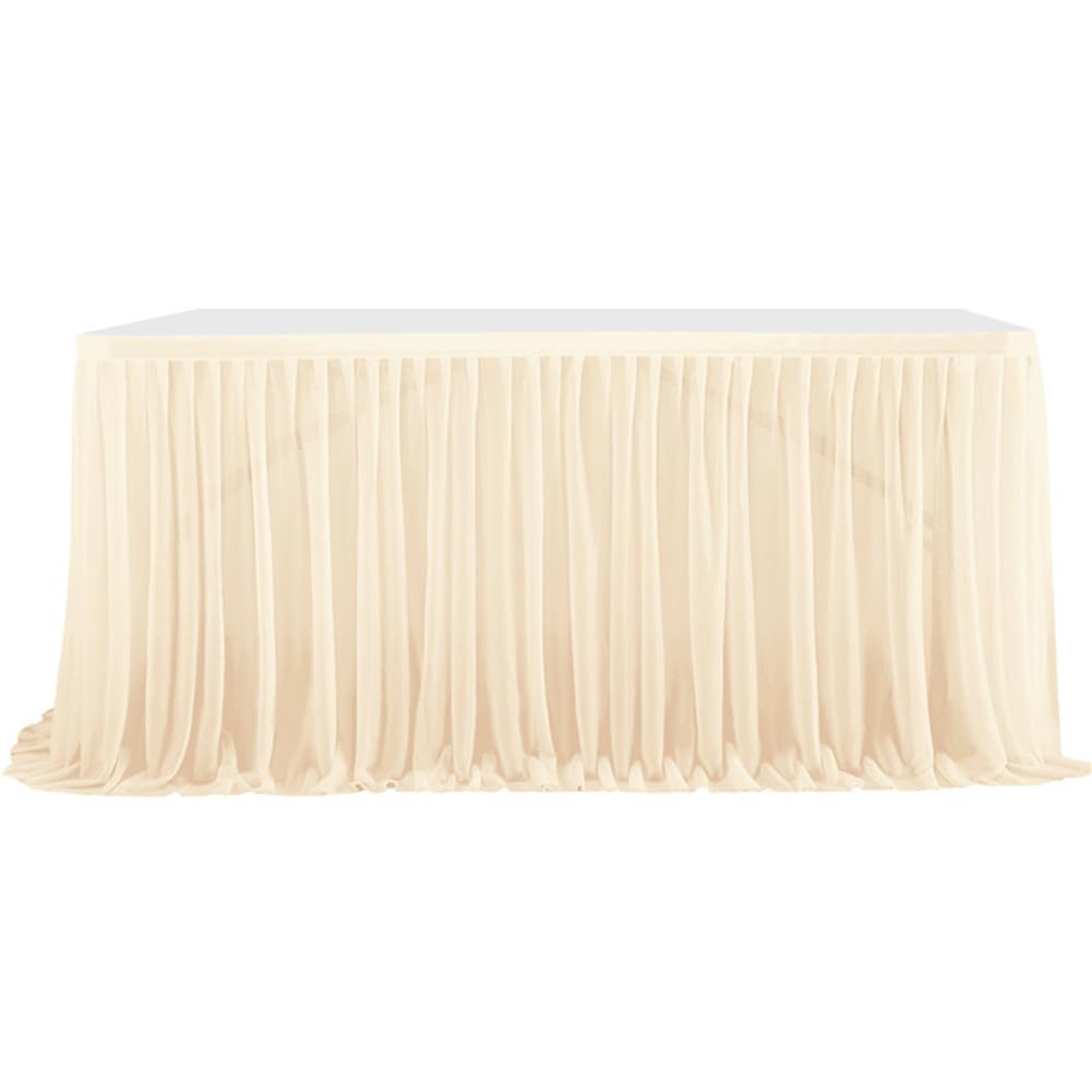 CREATCABIN 6FT Table Skirt Table Skirt Tulle Desk Skirts Birthday Display Dessert Table Cover Wedding Tablecloth with Adhesive Tape for Princess Birthday Party Decorations Photography Props 30x72 Inch