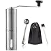Stainless Steel Manual Coffee Grinder W/Ceramic Burr for Perfect Coffee Every Time - Quiet and Easy to Use, Perfect for Travel/Home - W/FREE Brush, Spoon, Pouch and E-book by PlatinHome