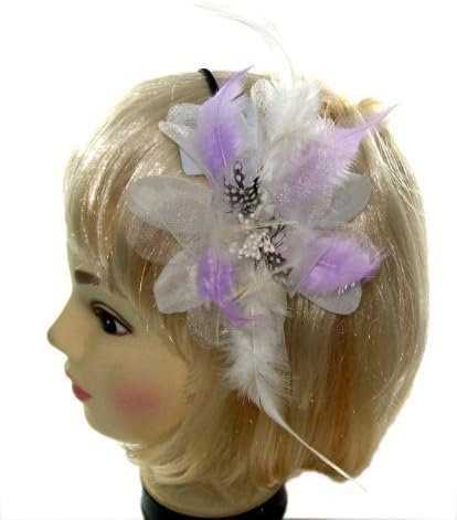 White and soft Lilac Hair fascinator for special outings on an ultra thin headband by justjackiesbargains