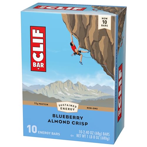 CLIF BAR – BLUEBERRY ALMOND CRISP – MADE WITH ORGANIC OATS – ENERGY BARS – NON-GMO – PLANT BASED PROTEIN BARS (10 PACK)