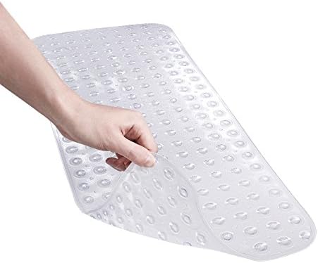 Bathtub Mats 38.78 x15.16inch, Balala Shower mats Anti-Bacterial Rubber, Non-Slip, Machine Washable - No Chemical Odor, Clear