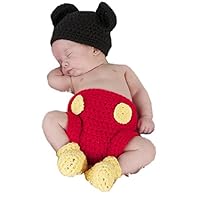 Pinbo Newborn Photography Prop Baby Costume Crochet Mouse Hat Cap Diaper Shoes