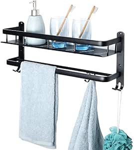 Toalleros repisa Sencillo Cuarto de baño de Toallas WC Negro Estante de