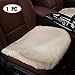 Dotesy Genuine Australia Sheepskin Auto Front Seat Cushion Furry Natural Wool Car Seat Cover Protector Fur Pad Soft Warm Winter Universal for Women Office Chair Car Decor (Pearl White)