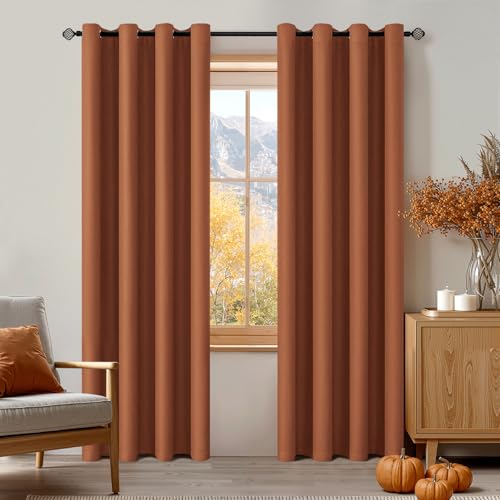 MIULEE Verdunklungsvorhänge Thermo Modern Ösen 2er Set 140x200cm Karamell