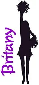 aluckyhorseshoe Wall Vinyl Cheerleader Wall Decal Girls Room Personalized Bedroom Sticker Decor Team Cheer Decal Teen Room Child Kid Name Sports Wall Words Mural (14 X 30 inches)