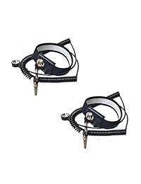 Calunce - Correas de muñeca reutilizables antiestáticas de 8.2 ft, con alambre de poliuretano y clip de cocodrilo