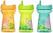 Evenflo Feeding Zoo Friends Tripleflo Sippy Cups with Three Flow Rates For Growing Baby and Toddler - Teal/Green/Orange, 10 Ounce (Pack of 3)