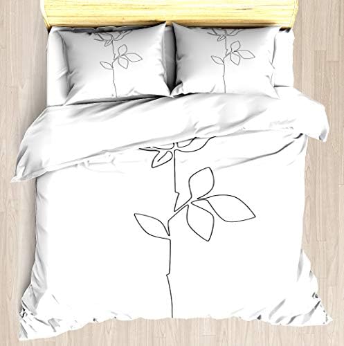 KANGSEA Blush & Blue Leaves Duvet Cover Set Unique Printed Exclusive Designed Pattern Comforter Bedding Cover Pillow Shams 3 Piece Bed Duvet Cover Queen/Full